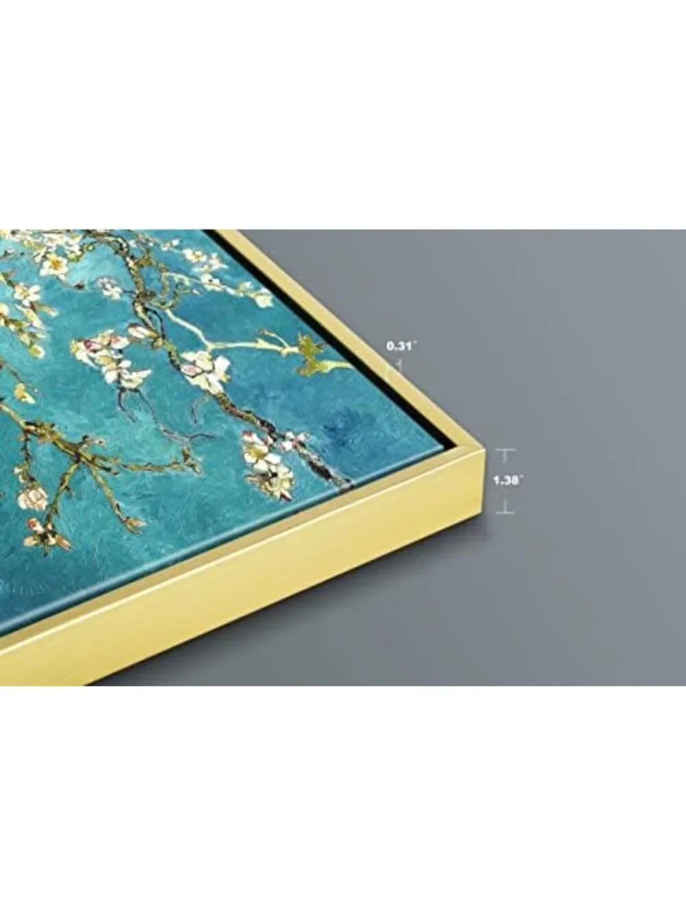 Framed Almond Blossom Floral Canvas Art Print - Van Gogh Style Wall Decor for